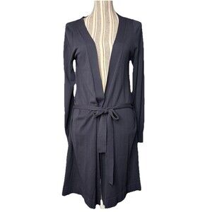 Weekend Max Mara LARGE Navy Blue Women Belted Cardigan THIN Viscose Nylon Blend